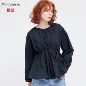 JW ANDERSON X UNIQLO Gathered Long Sleeved Blouse In Yellow Size XXS